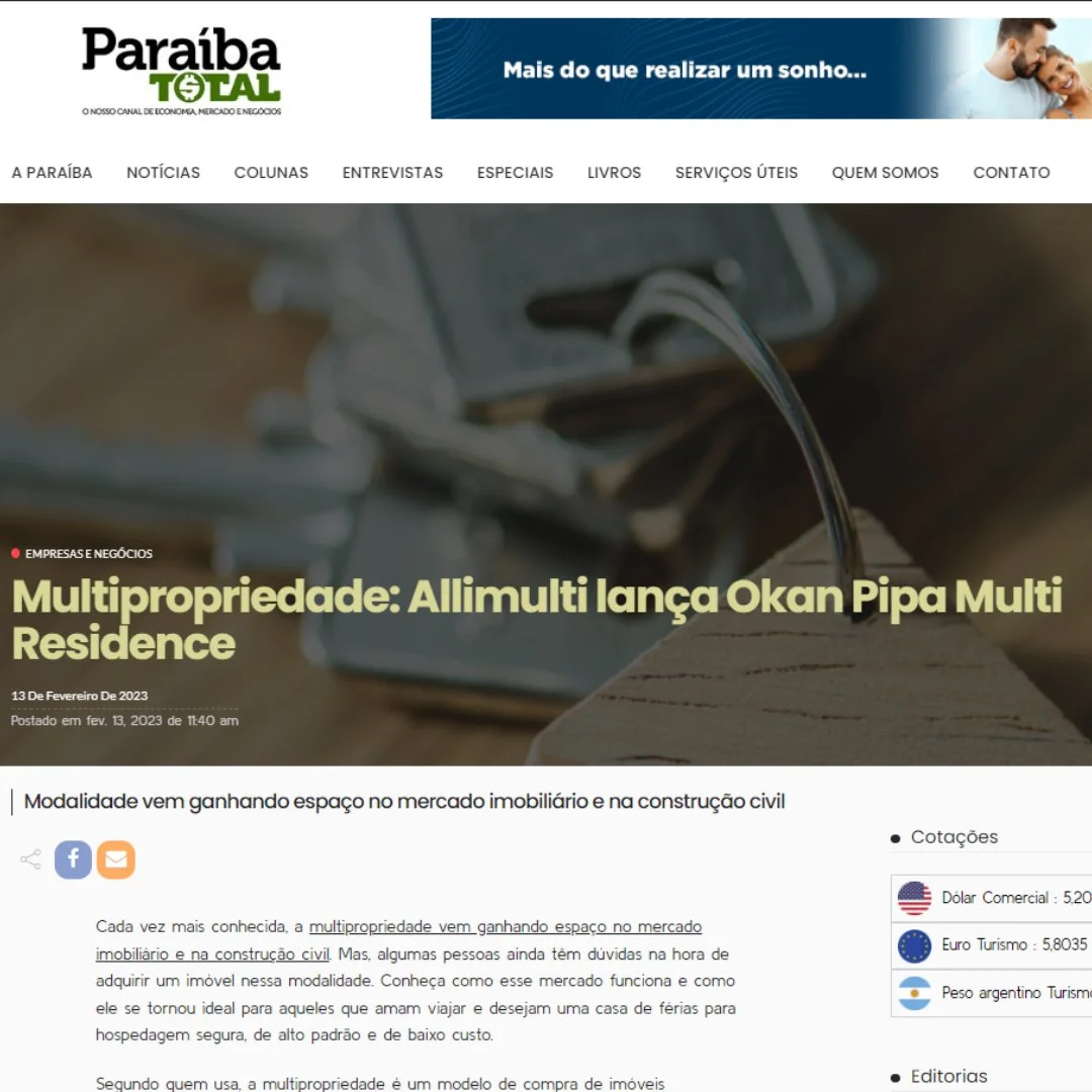 Multipropriedade: Allimulti lança Okan Pipa Multi Residence